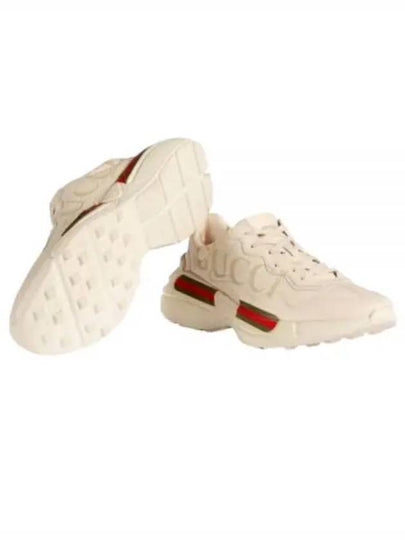 Rhyton Leather Sneakers Logo Ivory - GUCCI - BALAAN 2