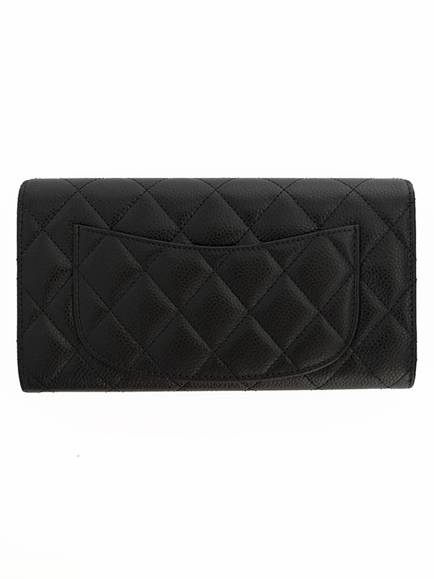 Classic Grained Calfskin Gold Flap Wallet Black - CHANEL - BALAAN 3