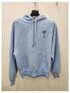 Men's Heart Embroidered Logo Hoodie Blue - AMI - BALAAN.