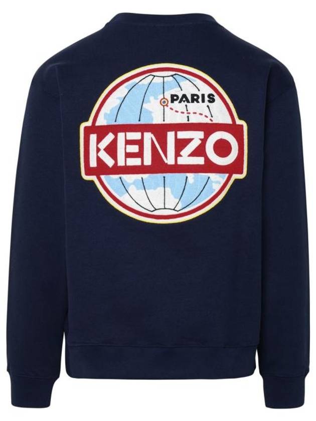 Men's Travel Logo Patch Cotton Sweatshirt Navy - KENZO - BALAAN 4