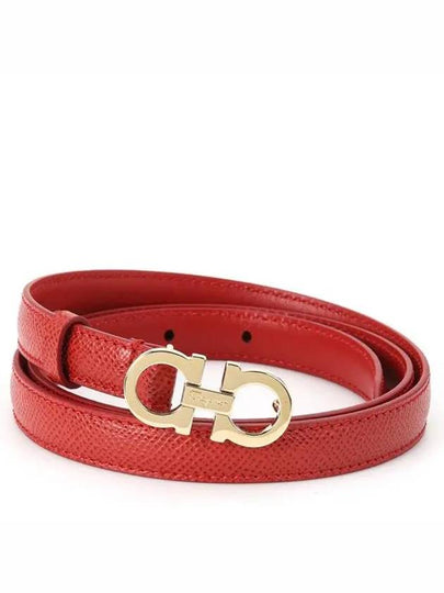 Gancini Leather Belt Red - SALVATORE FERRAGAMO - BALAAN 2