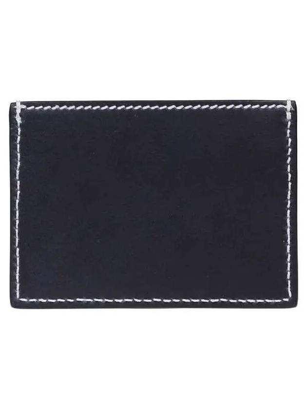 Stitched Vacchetta Card Wallet Navy - THOM BROWNE - BALAAN 4