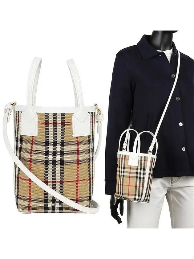 Burberry Mini London Tote Bag Archive Beige White - BURBERRY - BALAAN 2