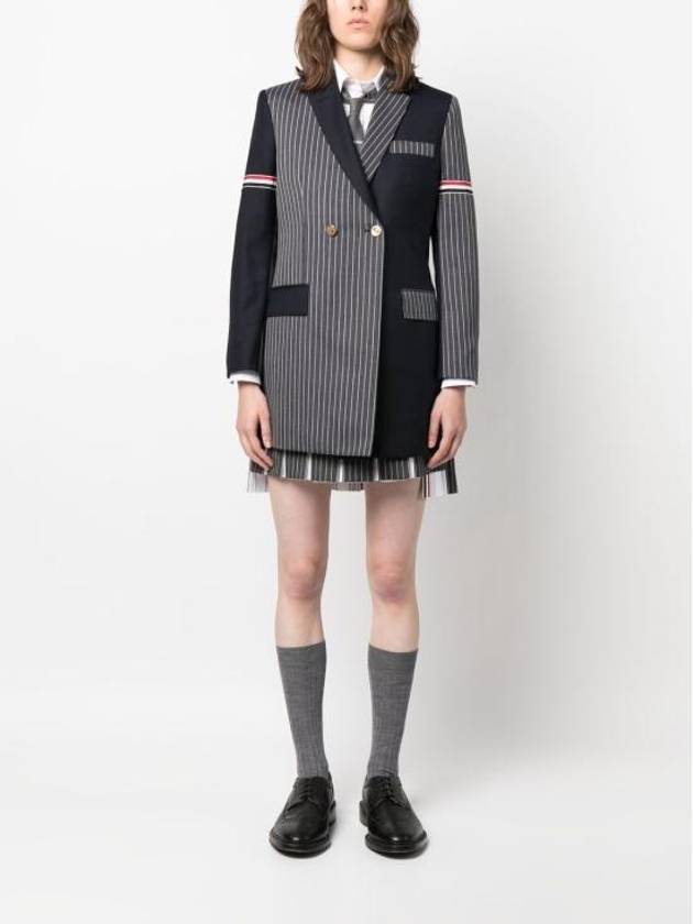 RWB Tab Wool Mini Mini Pleated Skirt Grey - THOM BROWNE - BALAAN 3