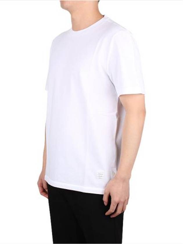 Men's Center Back Striped Short Sleeve T-Shirt White - THOM BROWNE - BALAAN 4