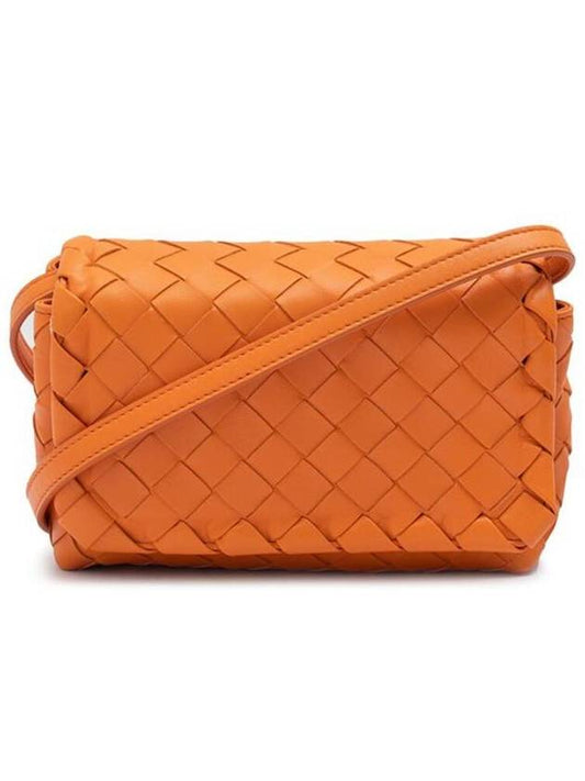 Women's Intrecciato Flap Shoulder Bag Orange - BOTTEGA VENETA - BALAAN 2