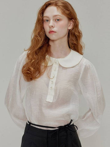 Round collar see through blouse Ivory - OPENING SUNSHINE - BALAAN 1