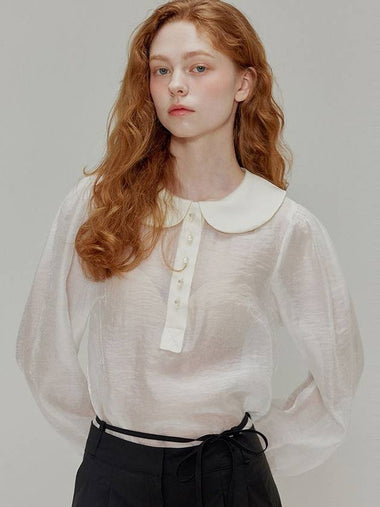 Round Collar See Through Blouse Ivory - OPENING SUNSHINE - BALAAN 1