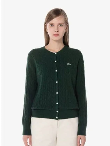 Women s Cable Crew Neck Spring Fall Cardigan AF091E 54N 132 Domestic Product GQ2N24080583454 - LACOSTE - BALAAN 1