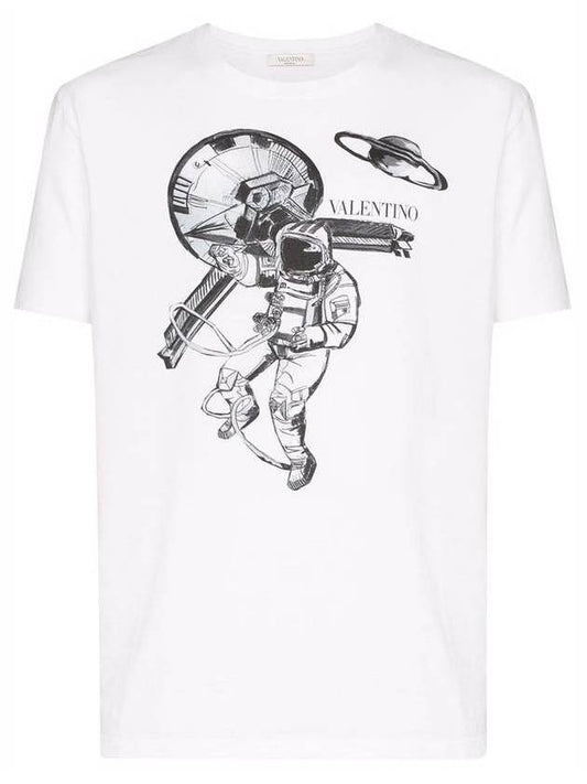 Astronaut Print Short Sleeve T-Shirt White - VALENTINO - BALAAN 1