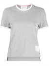 Asymmetric Hem Short Sleeve T-Shirt Grey - THOM BROWNE - BALAAN 2