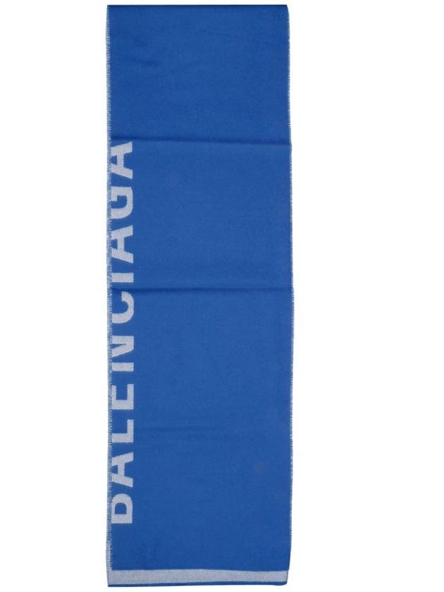 Women's Logo Scarf Muffler Blue - BALENCIAGA - BALAAN.