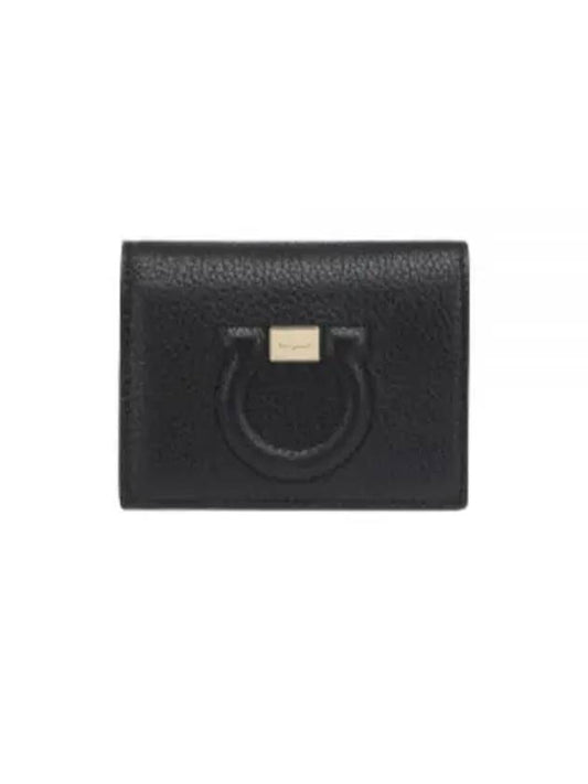 Gancini Logo Half Wallet Black - SALVATORE FERRAGAMO - BALAAN 2