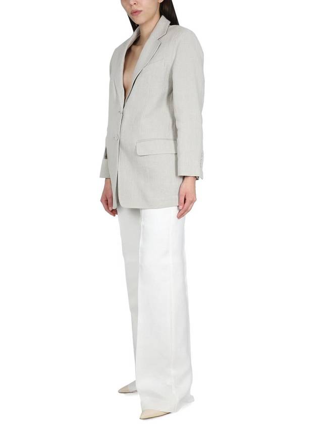 Women's Oversized Linen Blazer Jacket White - MAX MARA - BALAAN 3