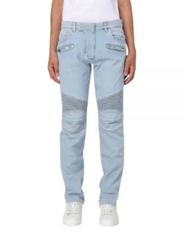 Light Blue Denim Biker Jeans DH1MG009DE59 6FC - BALMAIN - BALAAN 1