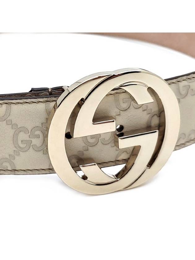 Signature Interlocking G Buckle Leather Belt Ivory - GUCCI - BALAAN 7