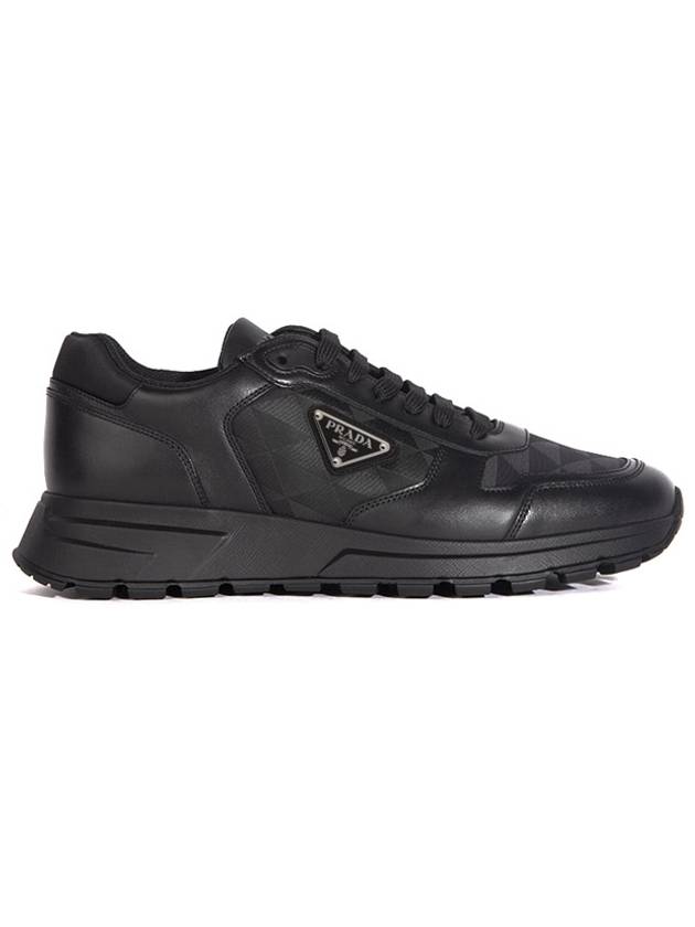 Leather Re-Nylon High Top Sneakers Black - PRADA - BALAAN 2