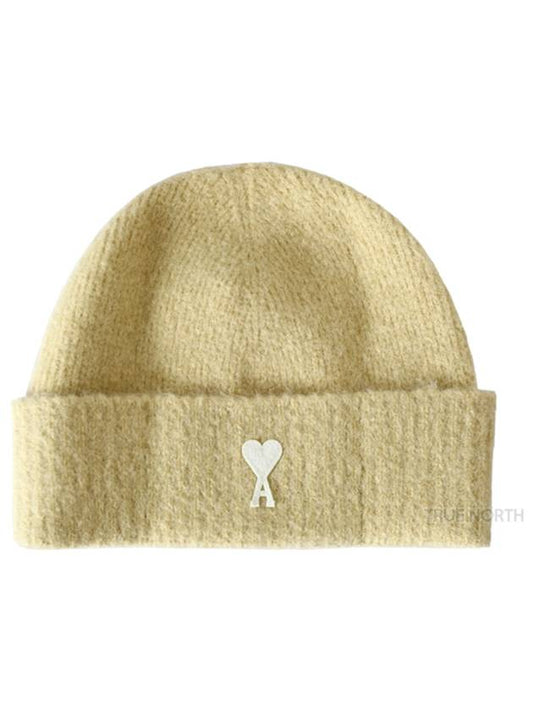 Cloudy Wool Alpaca Hair Knit Beanie Yellow - AMI - BALAAN 2