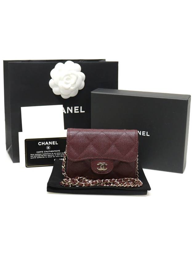 AP0238 Burgundy caviar gold CC logo classic clutch with chain card wallet cross bag 31st - CHANEL - BALAAN 2