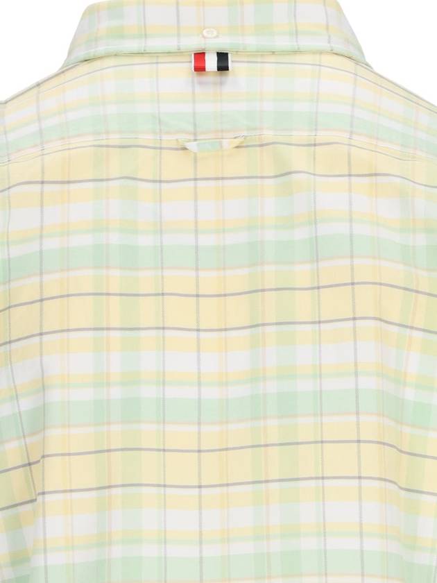 Men's Plaid Three Stripes Armband Oxford Long Sleeve Shirt Yellow - THOM BROWNE - BALAAN 4