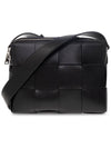 Cassette Intrecciato Leather Cross Bag Black - BOTTEGA VENETA - BALAAN 2