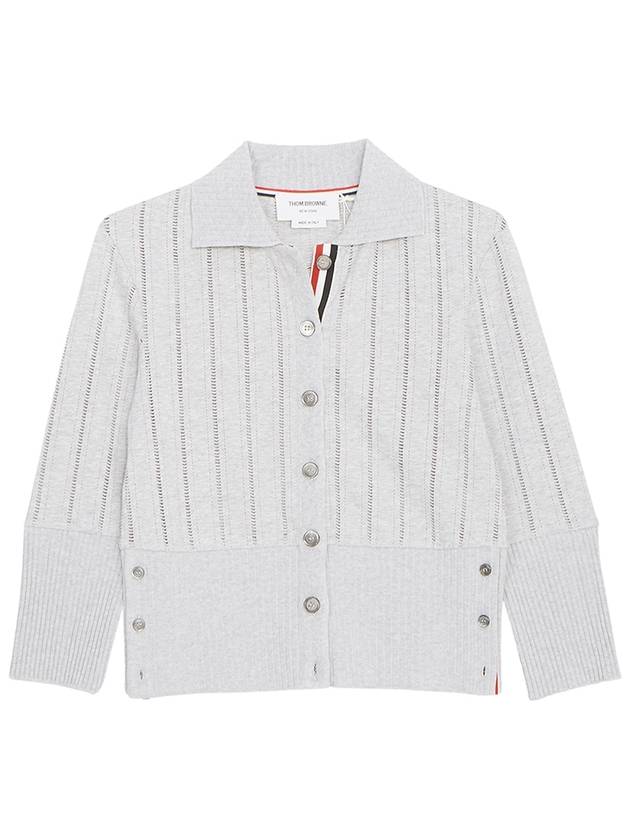 Pointel Knit Cardigan Grey - THOM BROWNE - BALAAN 2