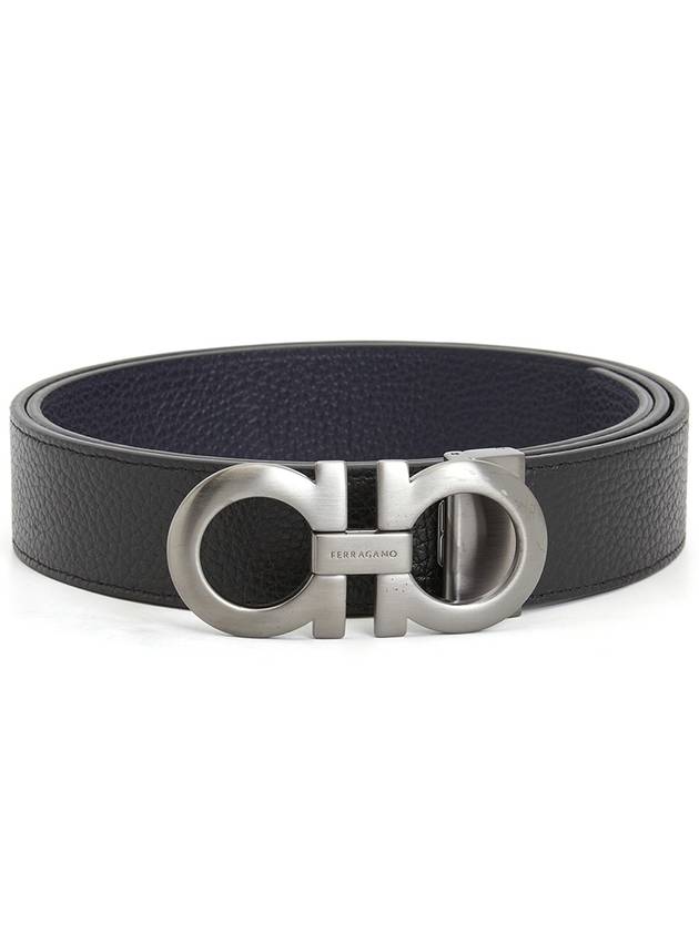 Gancini Reversible Adjustable Leather Belt Midnight Blue - SALVATORE FERRAGAMO - BALAAN 2