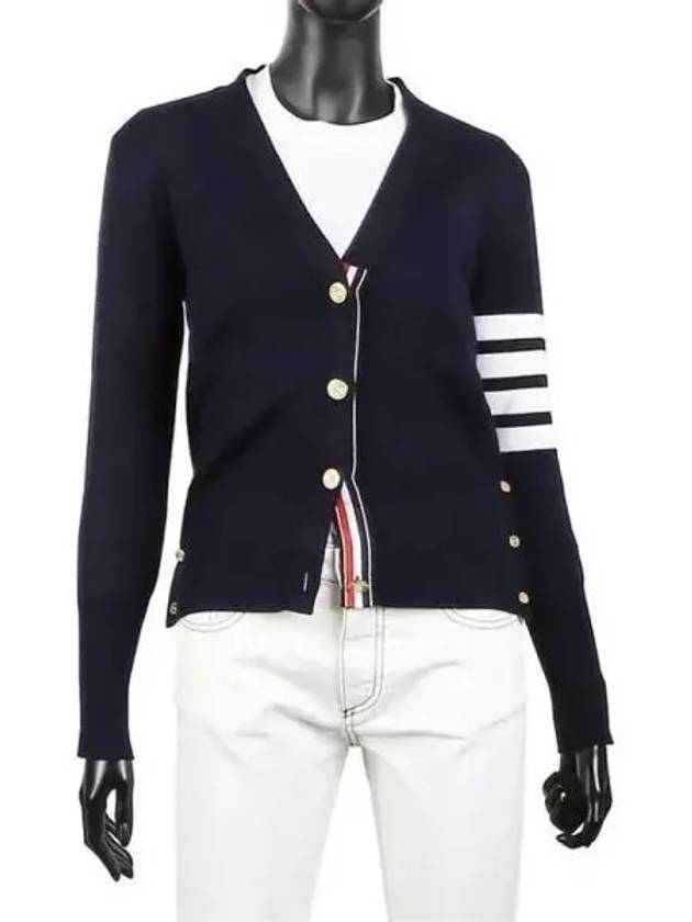 Women s diagonal navy cardigan 271393 - THOM BROWNE - BALAAN 1