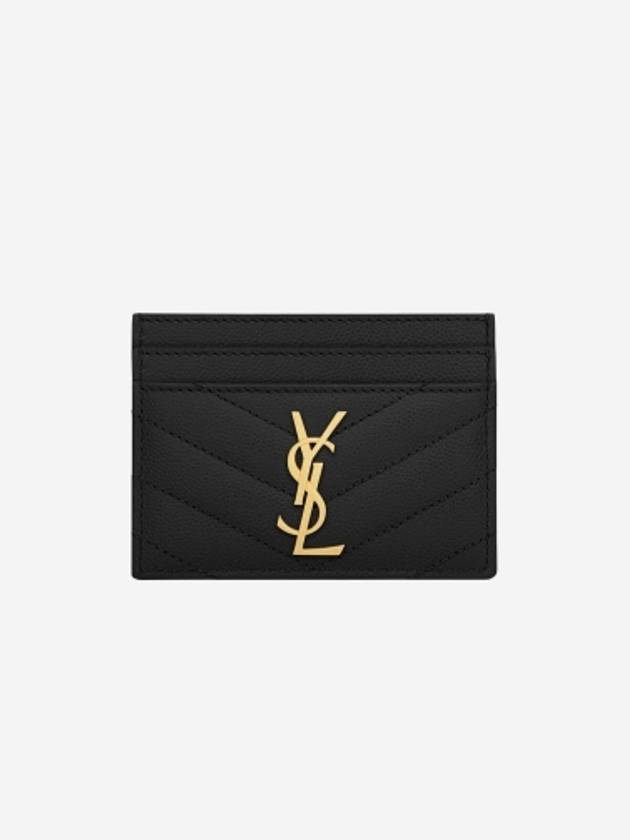 Gold Hardware Matelasse Caviar Leather Card Wallet Black - SAINT LAURENT - BALAAN 2