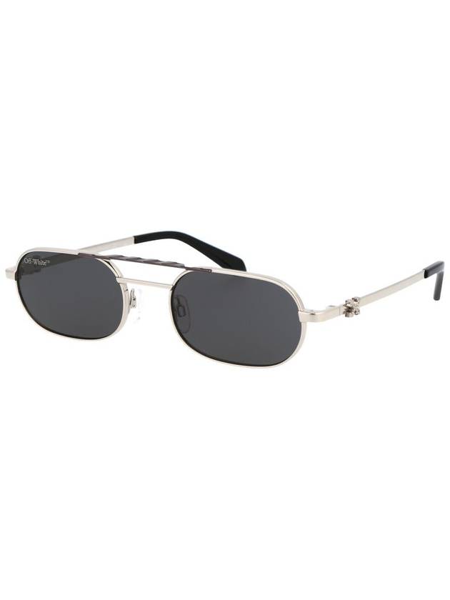 BALTIMORE Oval frame silver tone acetate sunglasses OERI072S23MET0017207 B0080214309 - OFF WHITE - BALAAN 3