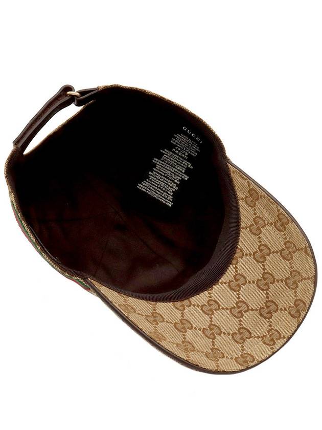 Beige Original GG Canvas WEB Detail Baseball Cap S 200035 - GUCCI - BALAAN 5