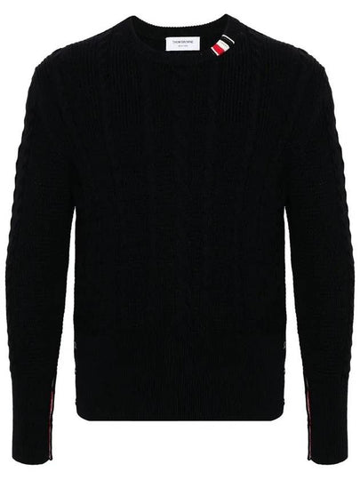 RWB Cable Wool Knit Top Navy - THOM BROWNE - BALAAN 2