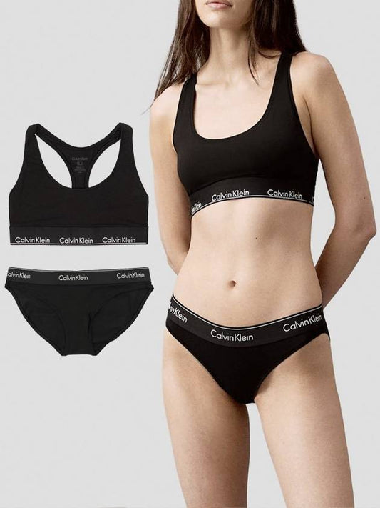 Underwear Women s Sports Bra Triangle Bikini Panties Set CK 3785 3787 All Black - CALVIN KLEIN - BALAAN 1