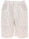 Logo Monogram Linen Bermuda Shorts Beige - FENDI - BALAAN 2