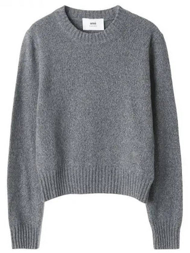 Heart Logo Cashmere Knit Top Grey - AMI - BALAAN 1