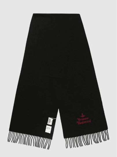 Logo Wool Fringe Muffler Anthracite Black - VIVIENNE WESTWOOD - BALAAN 2