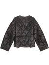 Shiny Quilted Zip-Up Jacket Black - GANNI - BALAAN 3