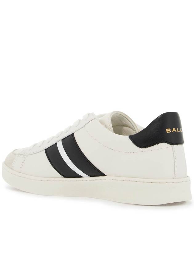 Round Toe Lace-Up Leather Low Top Sneakers White - BALLY - BALAAN 4