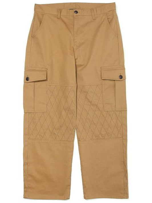 Cotton Double Cargo Wide Pants Beige - OGARP - BALAAN 1