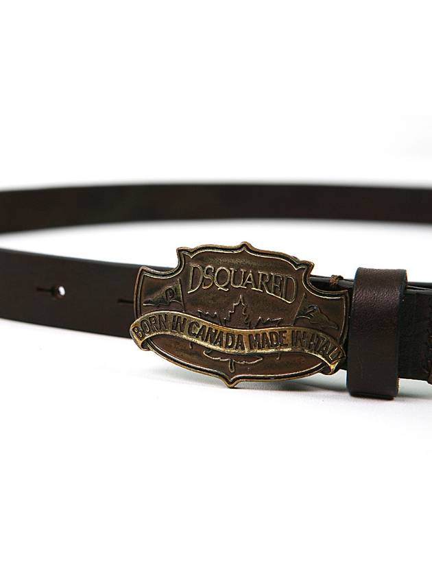 Men's Suede Leather Belt Brown - DSQUARED2 - BALAAN 2