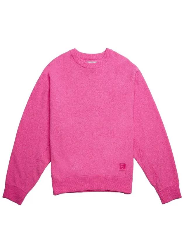 Men's leather patch crewneck sweatshirt knit pink W231KN11519P - WOOYOUNGMI - BALAAN 1