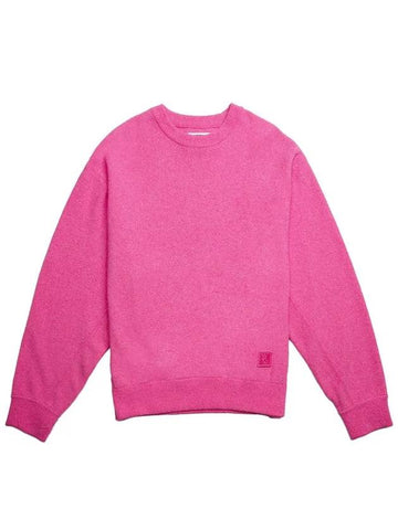 Men's leather patch crewneck sweatshirt knit pink W231KN11519P - WOOYOUNGMI - BALAAN 1