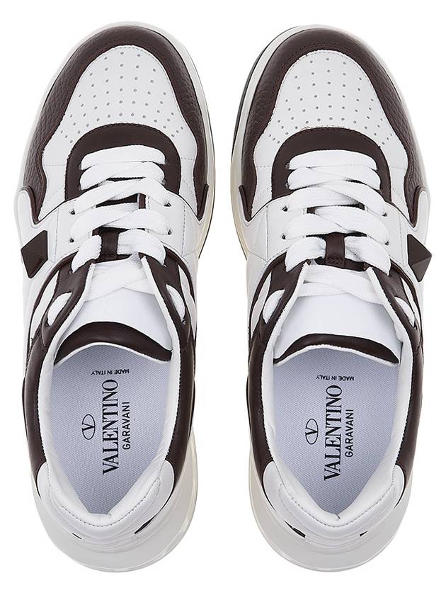 Nappa Leather One Stud Low Top Sneakers White Brown - VALENTINO - BALAAN 7