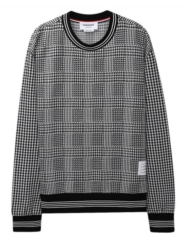 4bar stripe trimming houndstooth sweatshirt MJT355F - THOM BROWNE - BALAAN 1