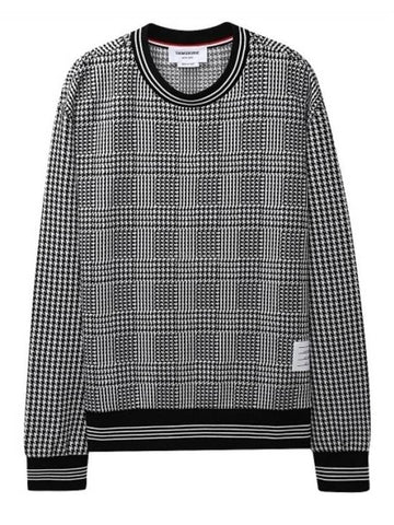 4bar stripe trimming houndstooth sweatshirt MJT355F - THOM BROWNE - BALAAN 1