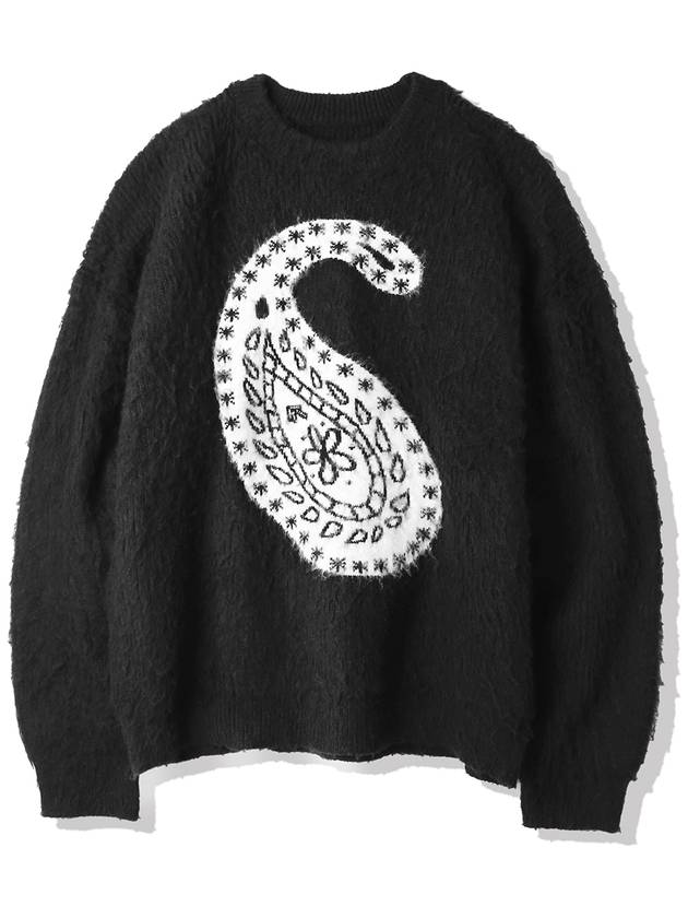 Bulky Brush Paisley Sweater Black - KND - BALAAN 4