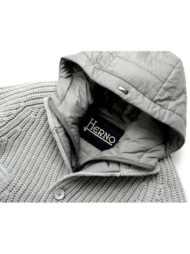 Men s Padded Hooded Knit Jacket Gray MC000149U 9404 Pep Guardiola - HERNO - BALAAN 4