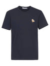 Chillax Fox Patch Classic Short Sleeve T-Shirt Navy - MAISON KITSUNE - BALAAN 2