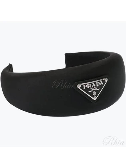 Re-Nylon Triangular Logo Hair Band Black - PRADA - BALAAN 2