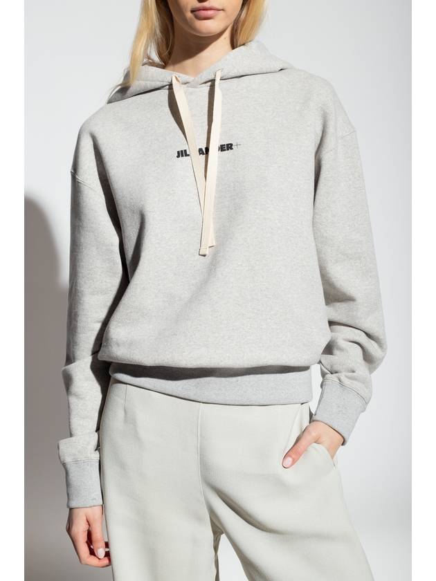 Logo Print Cotton Hoodie Grey - JIL SANDER - BALAAN 4